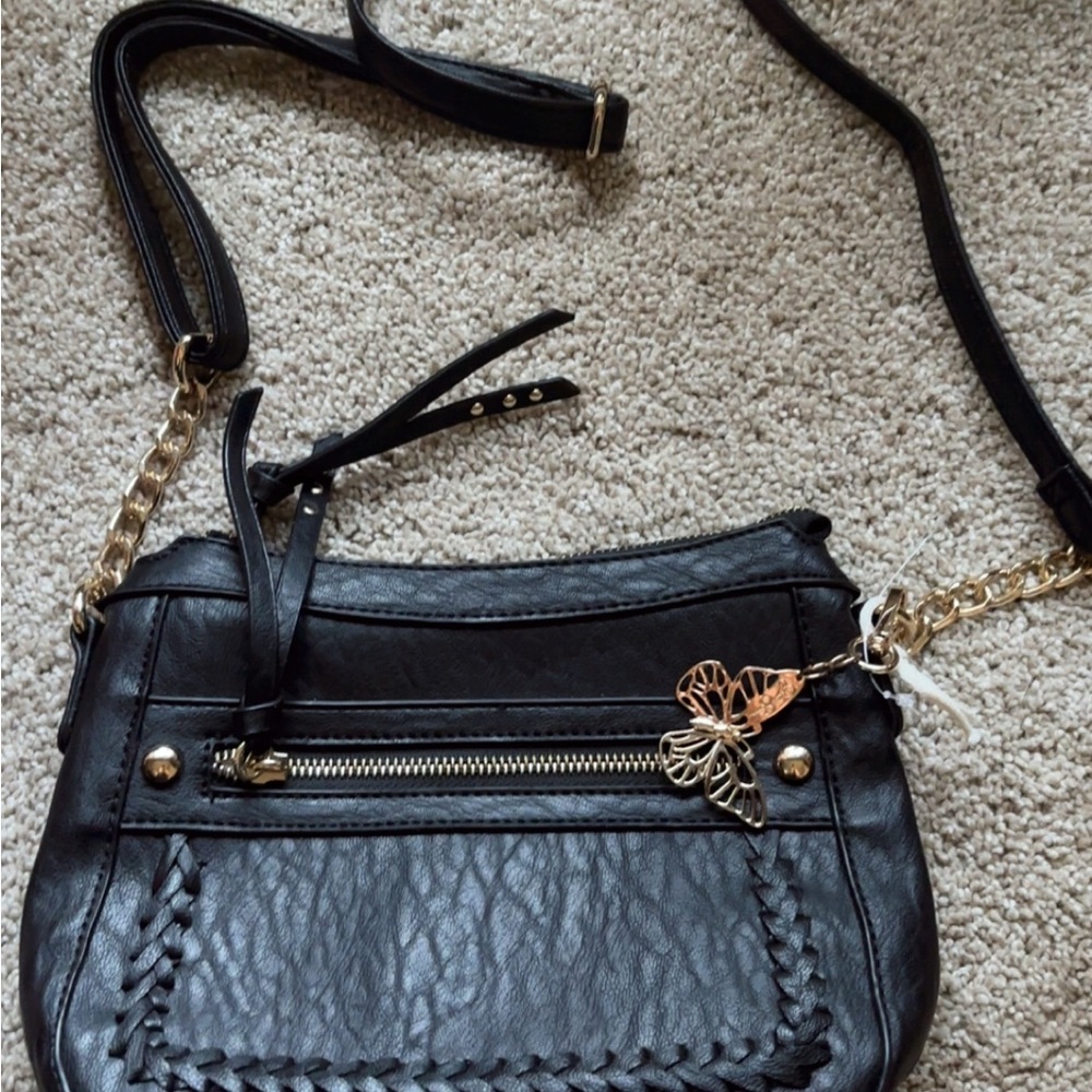 Jessica Simpson Black Crossbody Bag with Gold Chain
